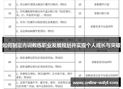 如何制定青训教练职业发展规划并实现个人成长与突破