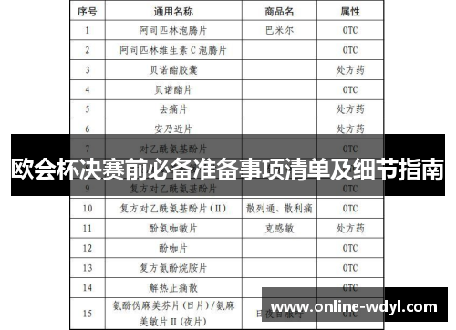 欧会杯决赛前必备准备事项清单及细节指南 欧会杯决赛前必备准备事项清单及细节指南